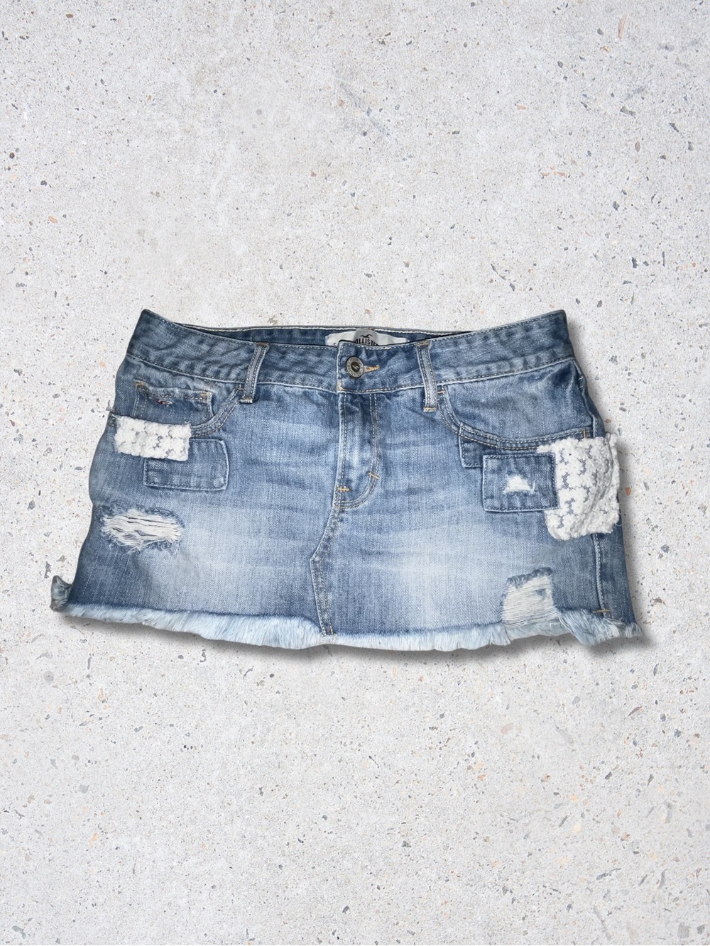 Hollister Light Blue Distressed Denim Mini Skirt